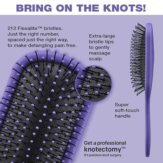 The Knot Dr. hair brush by Conair - Detangling hair brush - Removes Knots and Tangles in wet or dry hair - curly hair brush - Purple
