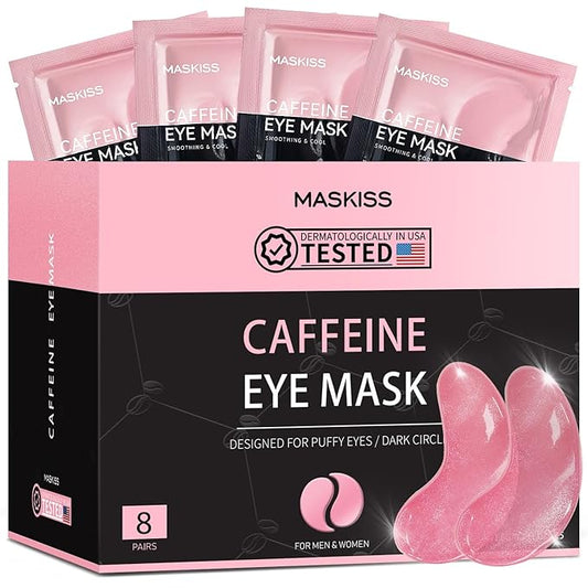 Under Eye Patches (8 Pairs), Caffeine Eye Masks for Dark Circles Puffy Eyes Undereye Bags, Collagen Eye Patches for Wrinkles and Puffiness, Skin Care Gift for Her