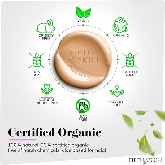 Fifth & Skin: Betterβn Ur Skin Liquid Foundation (PORCELAIN) - Natural, Organic, Vegan, Cruelty-Free - Gluten-Free Beauty with Buildable Coverage and Palm-Free Luxury - 1 oz