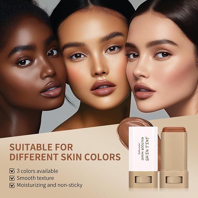 2Pcs Foundation Stick Beauty Balm Serum Boosted Skin Tint, Solid Tinted Moisturizing Serum Contour Stick Foundation Face, Beauty Balm Boosted Tint for Women (#3)