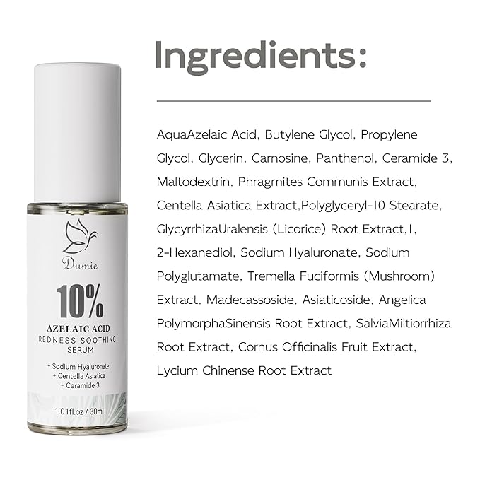Azelaic Acid Serum 10%, Azelaic Acid For Face With Centella Asiatica Serum For Redness and Uneven Skin Tone, Hyaluronic Acid & Ceramide 3 โ Soothes & Clears Pores For Sensitive Skin, 1.01 fl oz