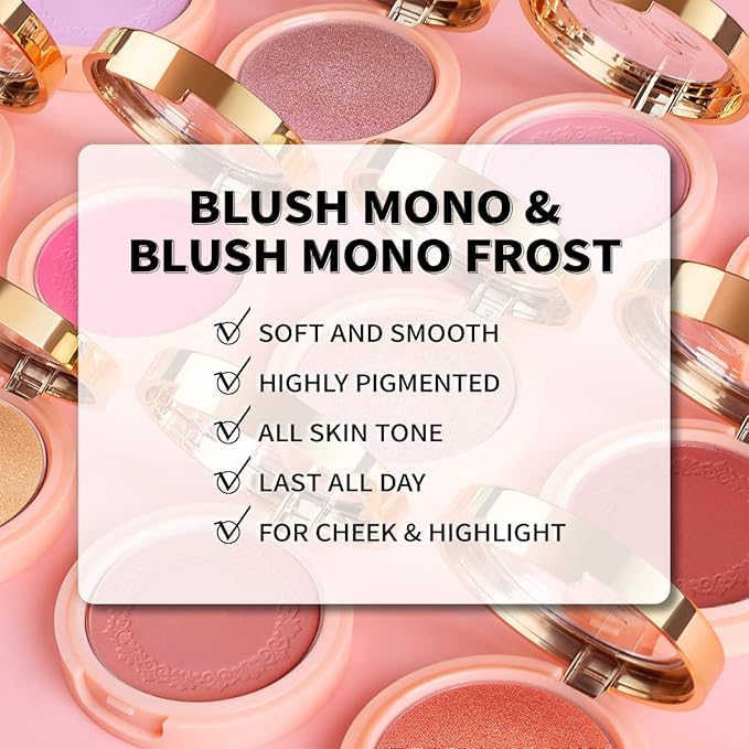 Oulac Luminous Blush Makeup Glow Coral Gold|Subtle Shimmery Creamy Powdery Blush Highlighter Cheek| Pigmented&Blendable | Light to Medium Skin Tone| Vegan & Cruelty-Free| 4.8g F03 Sweet Date