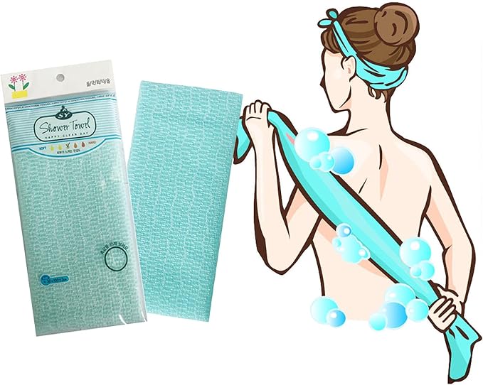 Premium Exfoliating Washcloth Towel 2 Color-Mint Pink) Korean Loofah Bath Sponge Long Back Scrubber African Bath Sponge African Long Net for Shower/It Becomes Softer as You use.by NOPIGO