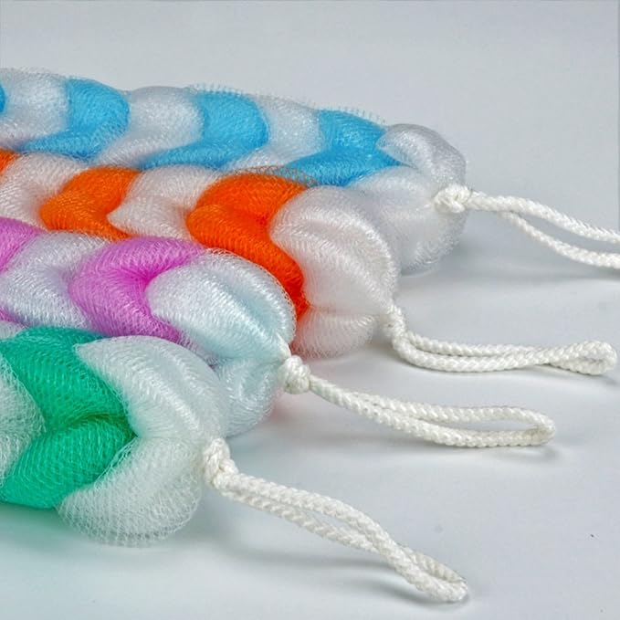 Exfoliating Loofah Back Scrubber for Shower,Wonderful Colors(4- Counts)