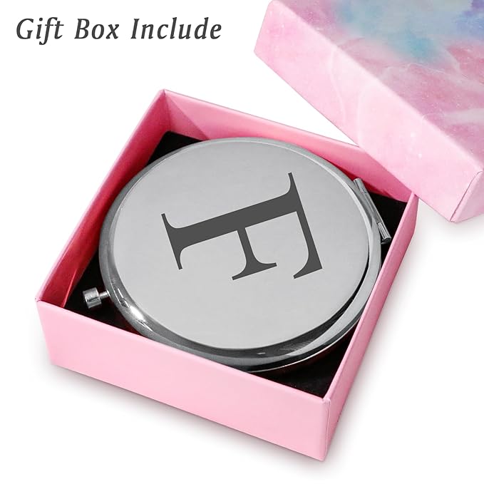 Personalized Gifts for Women Girls, Initial Compact Mirror, Unique Mothers Day Birthday Gifts for Friends Mom Wife Grandma Sister Daughter, 2025 Graduation Gifts for Her College Medical High School