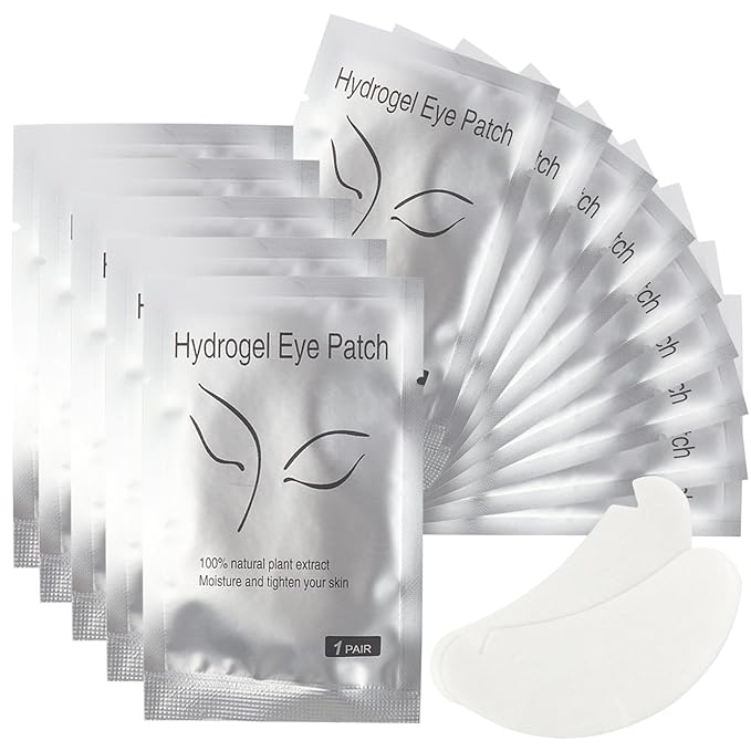 100 Pair V Shape Under Eye Gel Pads Hydrogel Eye Patches For Eyelash Extension, Lint Free Under Hydrogel Eye Mask Pads Lash Extension Supplies(Silver)