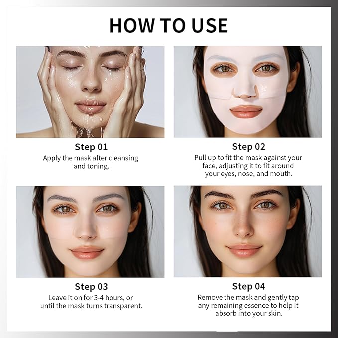 Low Molecular Weight Collagen Overnight Hydrogel Mask, Enhances Skin Elasticity, Reduces Pores, Transforms from White to Transparent Upon Absorption Skin Care TreatmentοΌ