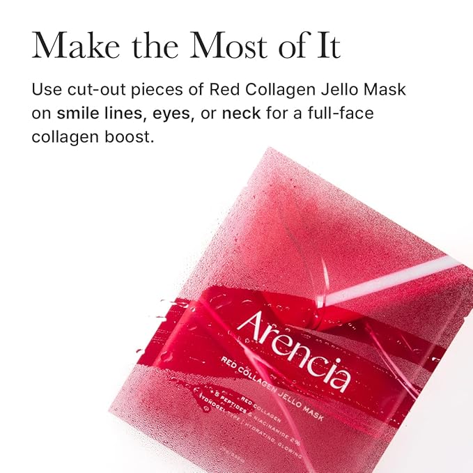 Red Collagen Jello Mask, Plump & Hydrating x 4ea, Overnight Hydrogel Mask for Dry, Mature Skin, Packed with Collagen, 5 Peptides, 2% Niacinamide
