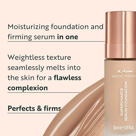 M. Asam MAGIC FINISH Supercharge Serum Foundation Cool Honey (1.01 Fl Oz) - Moisturizing Make Up & Firming Face Serum In One, Anti-aging CC Cream With Optimal Coverage & Hyaluronic Acid