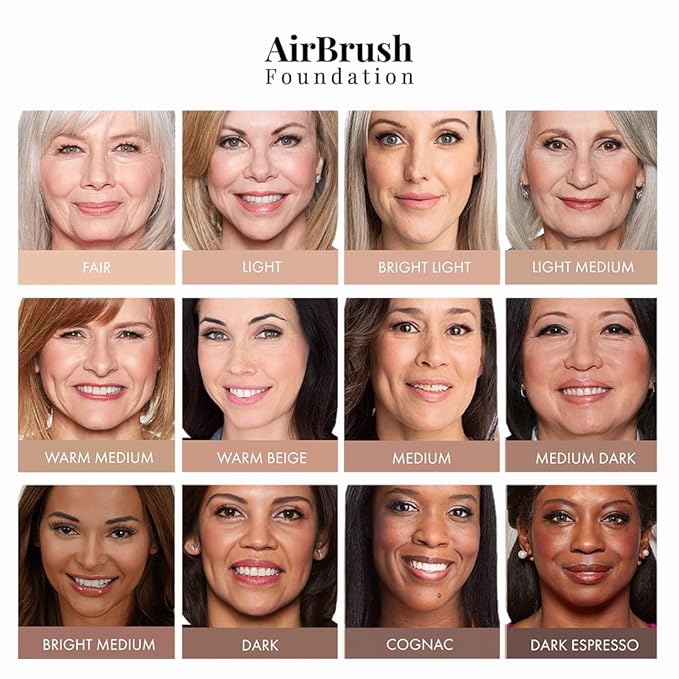MagicMinerals AirBrush Foundation Set by Jerome Alexander β 3pc Set Includes AirFinish, Foundation and Kabuki Brush - Spray Makeup with Anti-aging Ingredients for Smooth Radiant Skin (Medium)