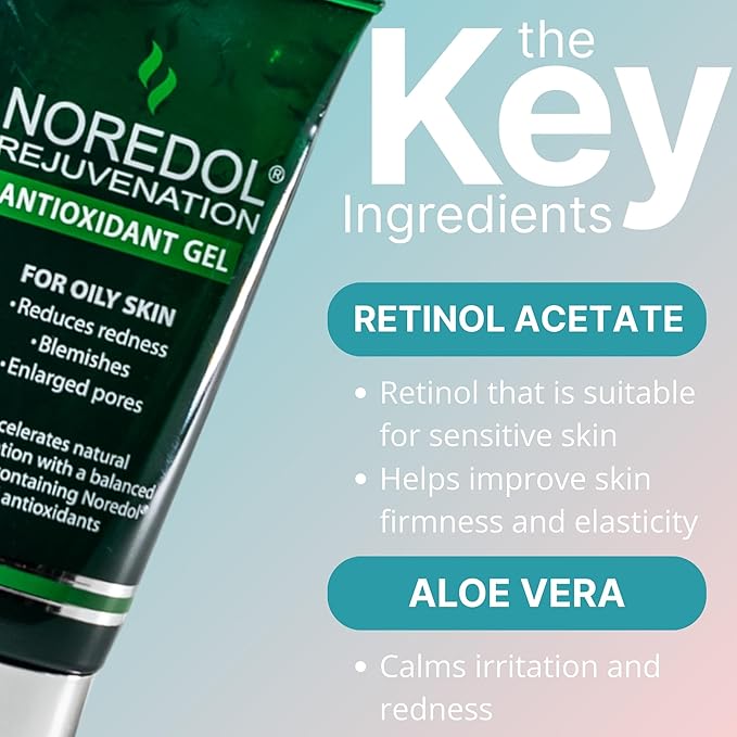Rejuvenation Antioxidant Gel β Hydrating Gel Face Moisturizer for Women, Men, Clear, Non-Greasy, Fragrance Free, Mattifying Moisturizer for Oily Skin 1 oz.