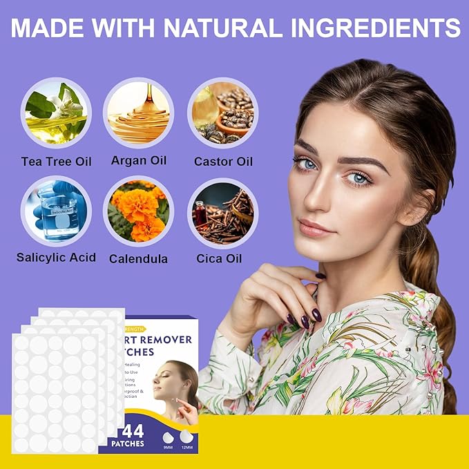 Wart Remover Patches, Skin Care Removal Patches with Maximum Strength, Fast & Easy Operate Hydrocolloid Waterproof Invisible Sticker for All Skin Types-144pcs(PP-02CH)