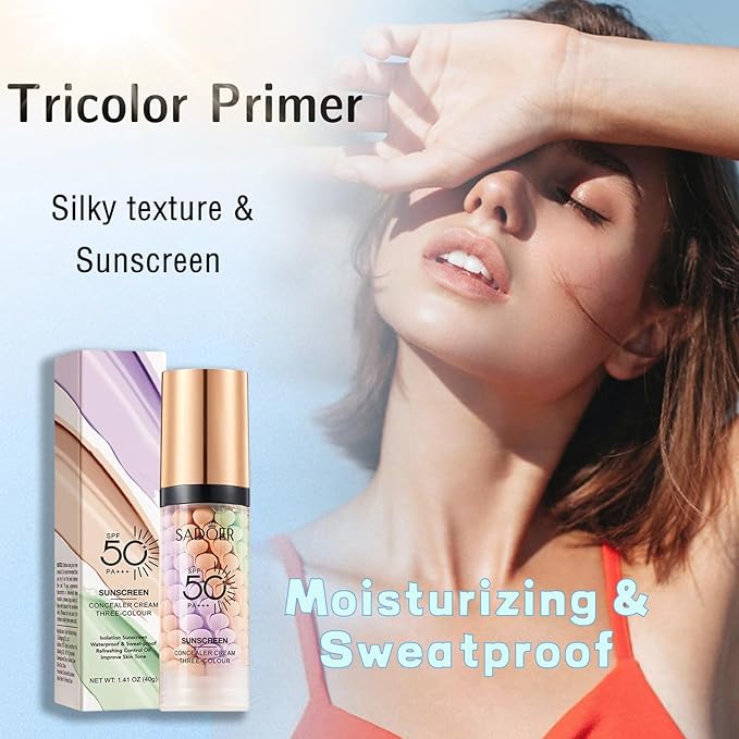One Step Color Corrector, 3 In 1 Primer for Face Before Makeup, SPF 50 Face Sunscreen Isolation Cream, Moisturizing and Oil Control Daily Makeup Primer for Dark Circles Even Skin Tone
