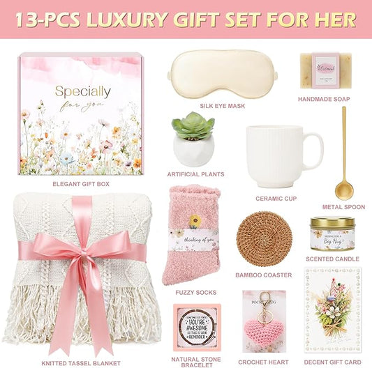 Get Well Gifts for Women Self Care Gifts, Sympathy Gift Baskets Spa Gifts Set, Thinking of You Inspirational Hug in a Box Gifts for Mom Her Friend Sister Wife Girlfriend