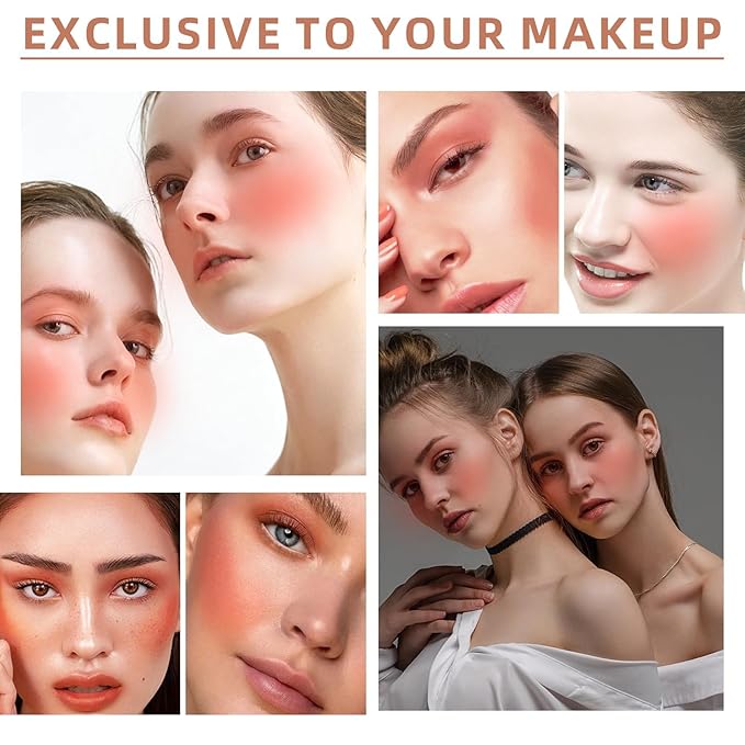 Cream Blush Stick for Cheeks, Multi-Use Makeup for Eye, Lip, Face - Travel-Friendly Tinted Solid Moisturizer, Matte Natural Glow Blendable Smooth Blusher With Brush - Orange Coral