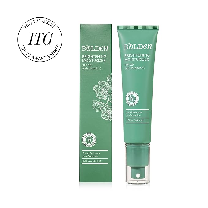 Bolden Brightening Face Moisturizer with SPF 30 & Vitamin C - Broad Spectrum UVA/UVB Hydrating Moisturizer Face Cream for Women - Applies Clear without Chalky Residue & Fade Dark Spots - 2.0FL Oz
