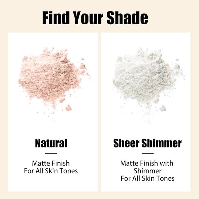 Translucent Loose Setting Powder, Lightweight, Long-Lasting Matte Finish Face Powder, Oil Control, Pore-Minimizing, Talc-Free Makeup, 10g, Shimmer Sheer