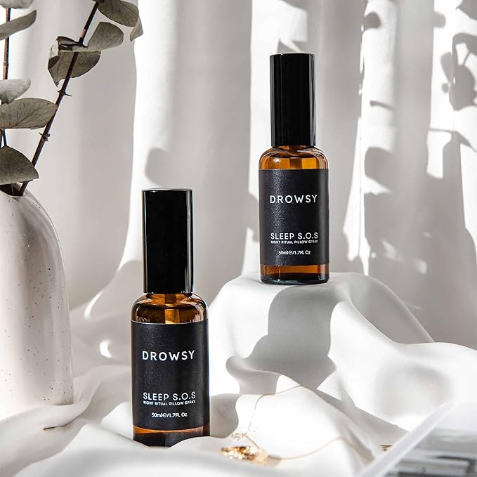 DROWSY Sleep SOS Pillow Spray. Instantly Elevate Your Sleep Experience. Long-Lasting & Effective Formula. 6 Months Worth in one Tiny Bottle.