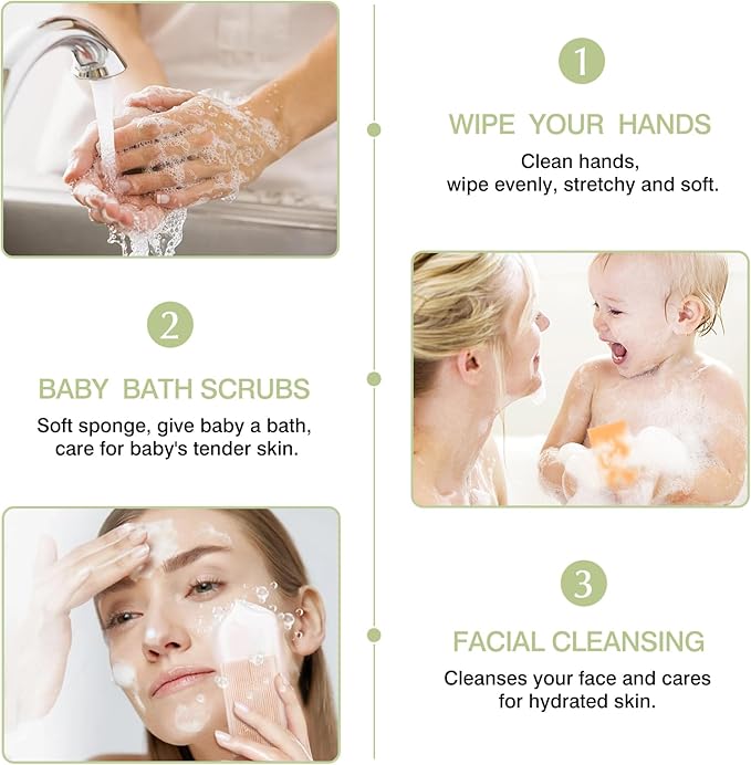 2PCS Cradle Cap Brush, Baby Bath Sponge - 2-in-1 Brush & Sponge for Scalp Treatment, Sensory Therapy, and Bath Time Care