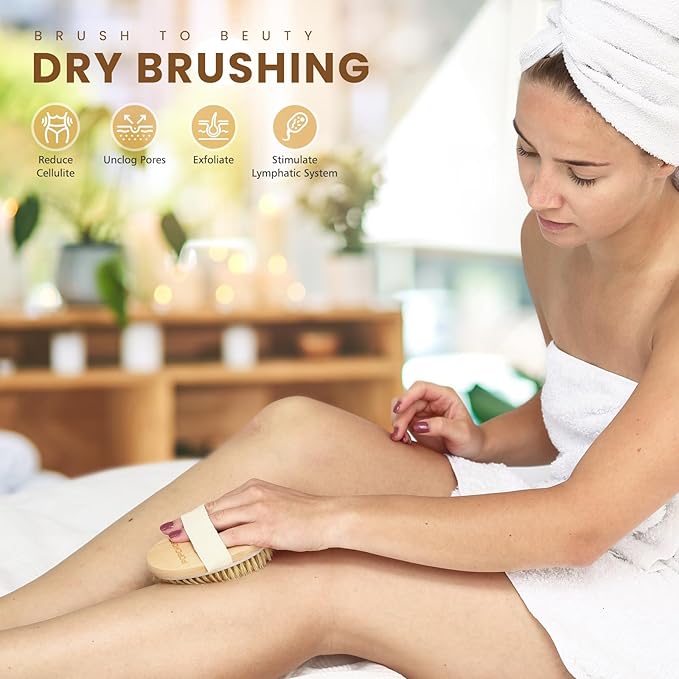 POPCHOSE Dry Brushing Body Brush and Shower Brush with Soft & Stiff Bristles
