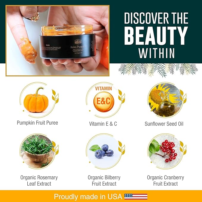 L&I Apothecary 4 fl. Oz. Arista Pumpkin Enzyme Mask - Exfoliating mask for Uneven tone, Fine lines and Dullness. Clarifying mask.