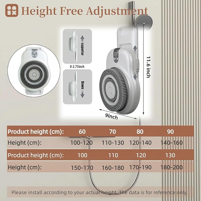 Wall Mounted Back Scrubber for Shower, Electric Exfoliating Brush with 7in Brush Head, 360Β° Automatic Rota-Tion, High/Low Gear, Body Scrubber for Shower, Deep Cleansing & Back Massage