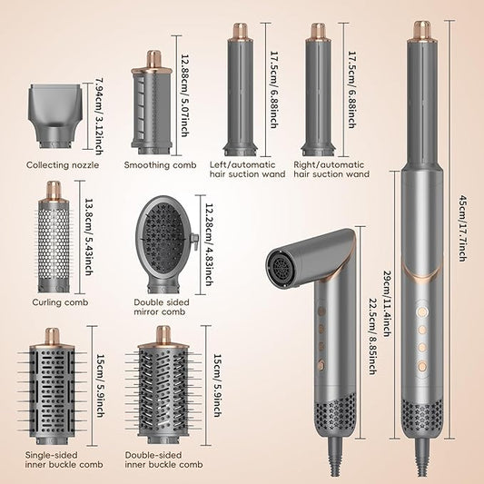 8 in 1 Hair Dryer Air Styler, 110000 RPM High Speed Rotate Air Styler Wrap, Hair Dryer Brush Set for Auto Curling, Fast Drying Styling, Volumizing, Straighten, Smooth, Meets Daily Needs for Women