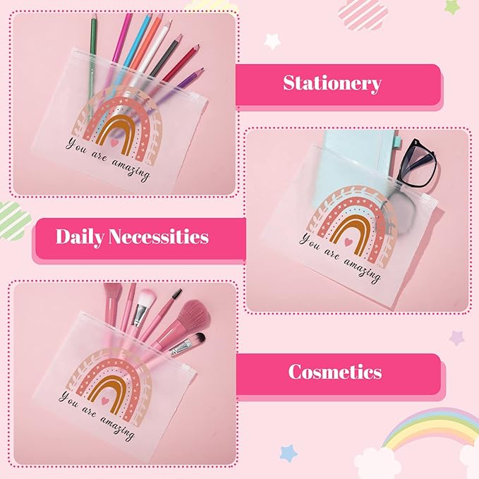 100 Pcs Inspirational Gifts for Girls Women Travel Cheer Makeup Bag Bulk Loved Quotes Cosmetic Bags with Zipper Thank You Encouragement Birthday Gift Bag for Nurse Teacher Friend (You Are Amazing)