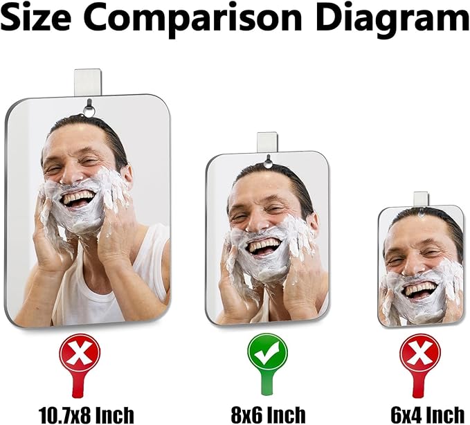 Shower Mirror Fogless for Shaving, (Medium 6x8 inch)30% Than Original, Shower Mirror Fogless, Small Wall Mirrors for Camping, Travel Shaving Mirrors for Shower, Outdoor Plastic Mirro for Shower