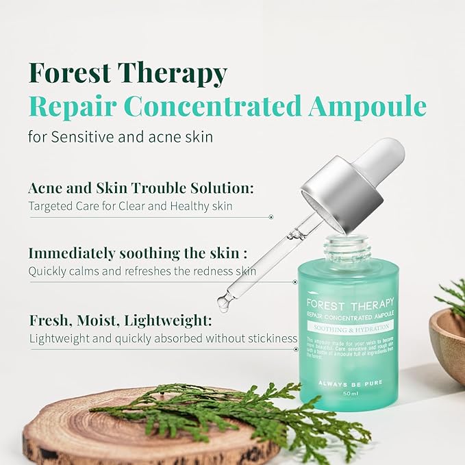 Hydrating Korean Serum with Centella Asiatica & Hyaluronic Acid Serum | Barrier Repair Ampoule for Sensitive & Acne-Prone Skin, Lightweight Facial Serum, 1.69oz(50ml)