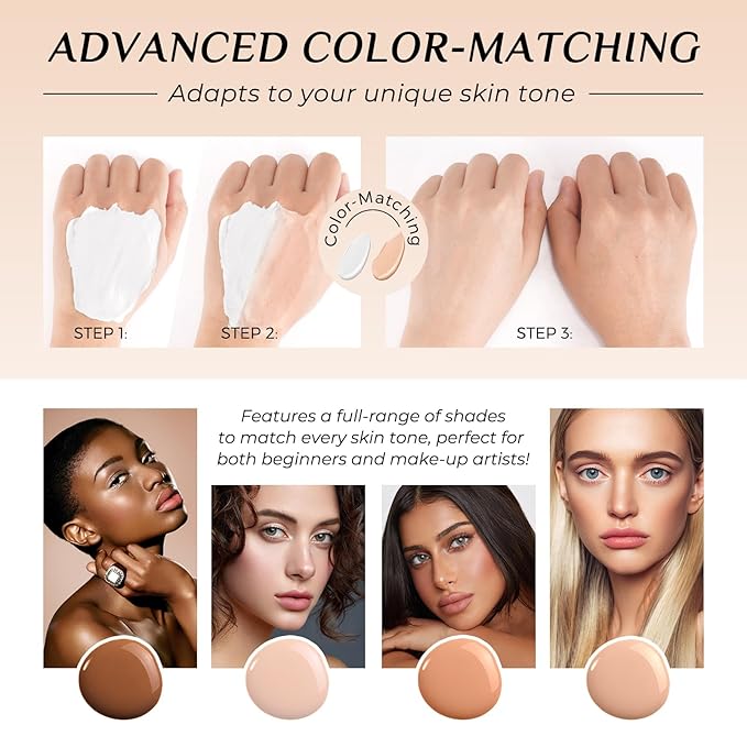 Foundation Color Changing - Foundation 4 in 1 Medium/Light Spectrum With SPF 50 | All-Day Makeup Hold & Makeup Nude & Sweatproof | Hydrating Foundations Full Coverage Suitable For Dry&Oily Skin Types