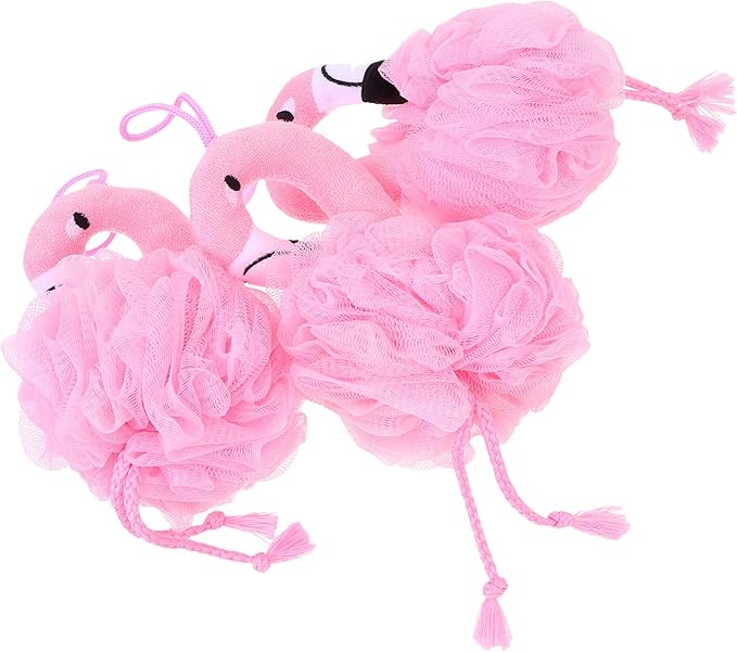 Beaupretty 6 Pcs Flamingo Bath Ball Flamingo Shower Loofah Body Scrubber Shower Scrub Sponges Body Wash Cleanse Household Pink Environmental Protection Pe Men and Women Shower Wipe