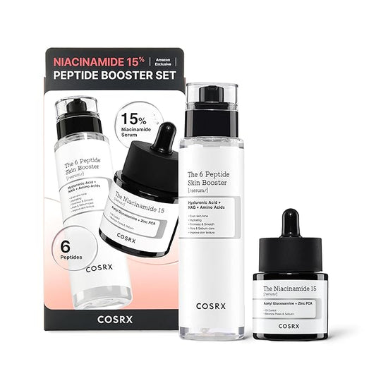 COSRX Niacinamide 15% Peptide Booster Set - Amazon Exclusive - Korean Skin Care Set, Gift Sets, Niacinamide Serum, Face Serum, Stocking Stuffers, Gifts For Women