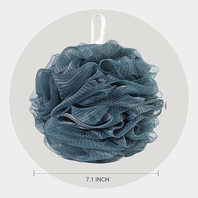 6-Pack 80g Shower Loofah for Men – Extra-Large Body Sponge with Triple-Tied Knots, High-Density Mesh, Rich Lather, Durable Exfoliating Pouf (Blue)