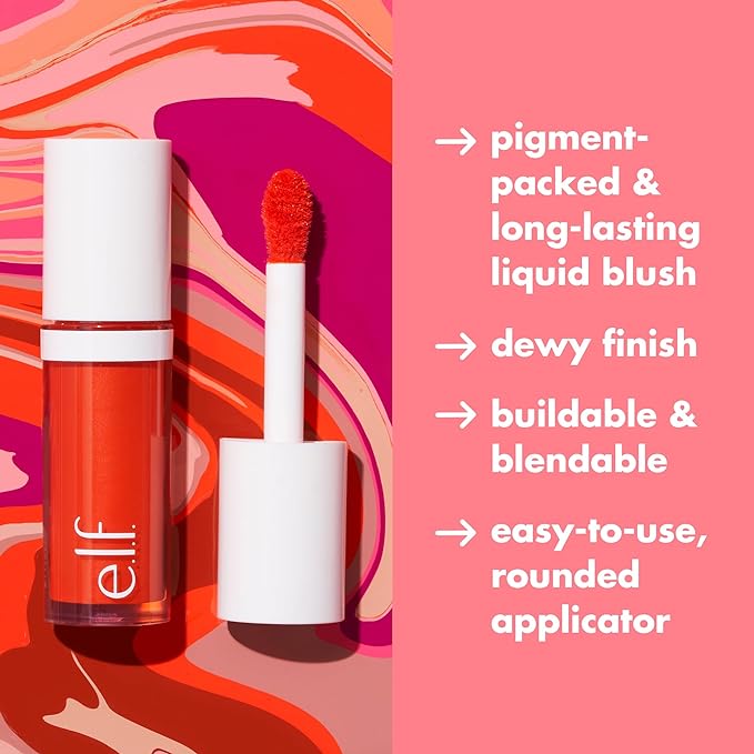 e.l.f. Camo Liquid Blush, Long-lasting Liquid Blush For High-pigment Color, Creates A Soft, Dewy Finish, Vegan & Cruelty-free, Dusty RosΓ©