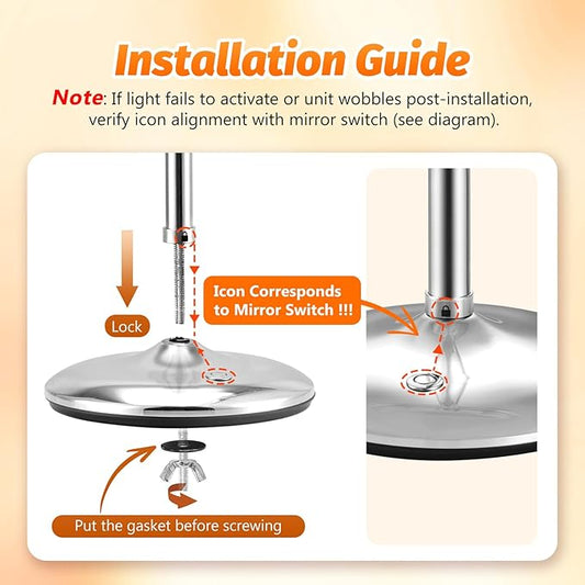 Magnifying Makeup Mirror with Light: 9" Large 1X/10X Lighted Makeup Mirror, Double Sided Vanity Tabletop Mirror 360Β°Rotation & Adjustable Brightness, Type-C Charging & Touch Switch on Base, Chrome