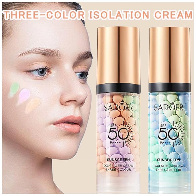 3 In 1 Primer for Face Before Makeup, SPF 50 Sunscreen Isolation Cream Color Corrector, Moisturizing Makeup Primer One Step, Oil Control Skin Tint Corrector, Refreshing