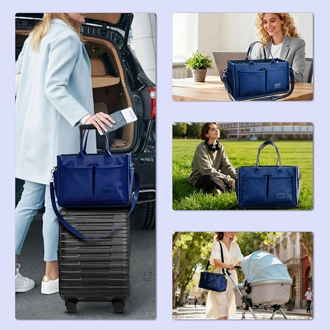 Canvas Tote Bag for Women With Pockets, Laptop Work Crossbody Purses Everything Shoulder Tote Bag Everyday Satchel Handbags