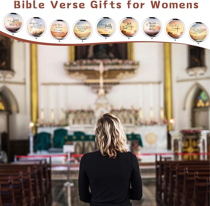 9 Pcs Christian Compact Mirrors Gifts for Women Bulk Religious Pocket Mirror with Bible Verse Inspirational Scripture Quote Church Group Party Favors for Mother Teacher Nurse Friends