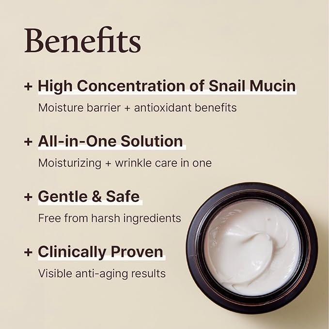 YADAH Revitalizing Super Snail Cream 2.7fl oz β Lightweight Moisturizer with Snail Mucin, Adenosine & Shea Butter for Hydration, Skin Texture & Nourished Look