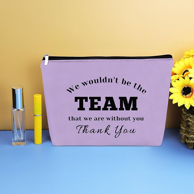 Boss Leader Appreciation Makeup Bag for Women Employee Manager Supervisor Coach - Thank You Gift Purple Cosmetic Bag for Boss Day Birthday Thanksgiving - Oxford Cloth Travel Makeup Pouch