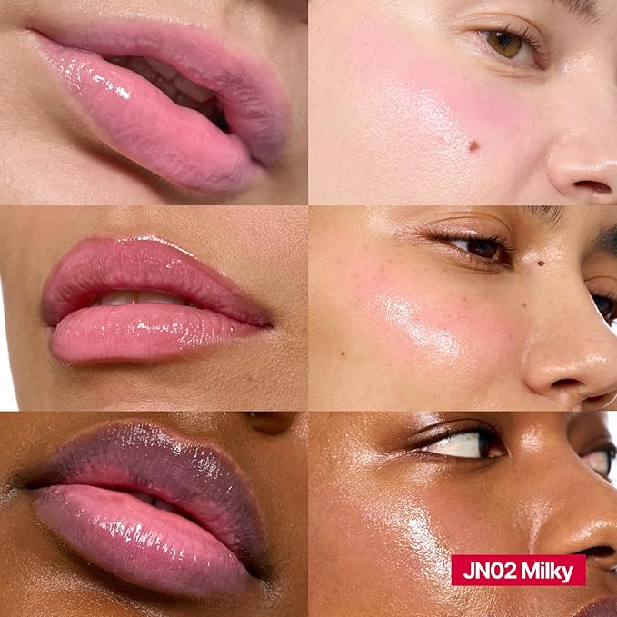Glowy Jelly Pot + Keychain SET | Dewy Jelly Lip & Blush Color, Tinted Glow Jelly Balm, Dewy Buildable Finish β Milky (Creamy Pink) | 0.14 oz