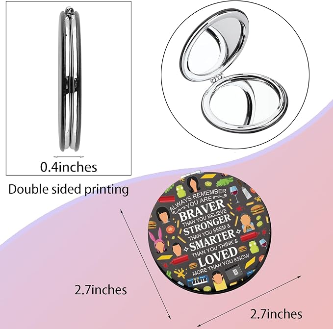 WSNANG Belcher Family Travel Compact Pocket Makeup Mirror Belcher and Linda Fans Gift TV Show Merchandise for Women (Bb Mirror-T)