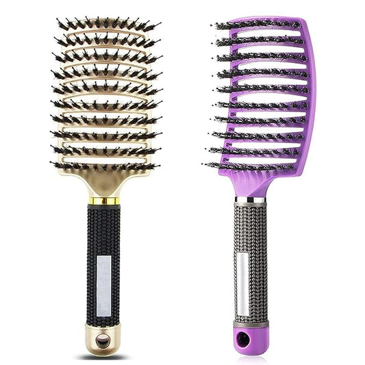 Detangling Brush, Curved and Vented for Wet or Dry Detangling Hair Brush for Men, Women & Kidsβ Long, Thick, Thin, Curly & Tangled Hair (Gold+Purple)