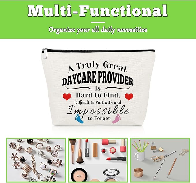 3 Pcs Daycare Provider Appreciation Gift Makeup Bag Daycare Teacher Gifts 3 Pack Cosmetic Bag Thank You Present for Childcare Provider Childhood Educators Christmas Birthday Present Travel Pouch