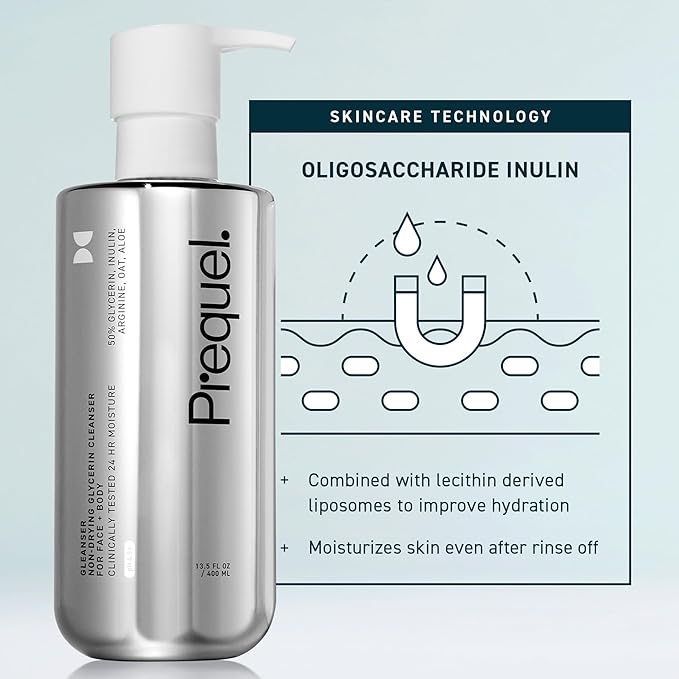 Skin Gleanser, Moisturizing Glycerin Face Wash, Body Wash 2-Pack. Professional Strength Face Cleanser for Women. Unscented Sensitive and Dry Skin Face Wash. 13.5oz (each) Pump Bottles