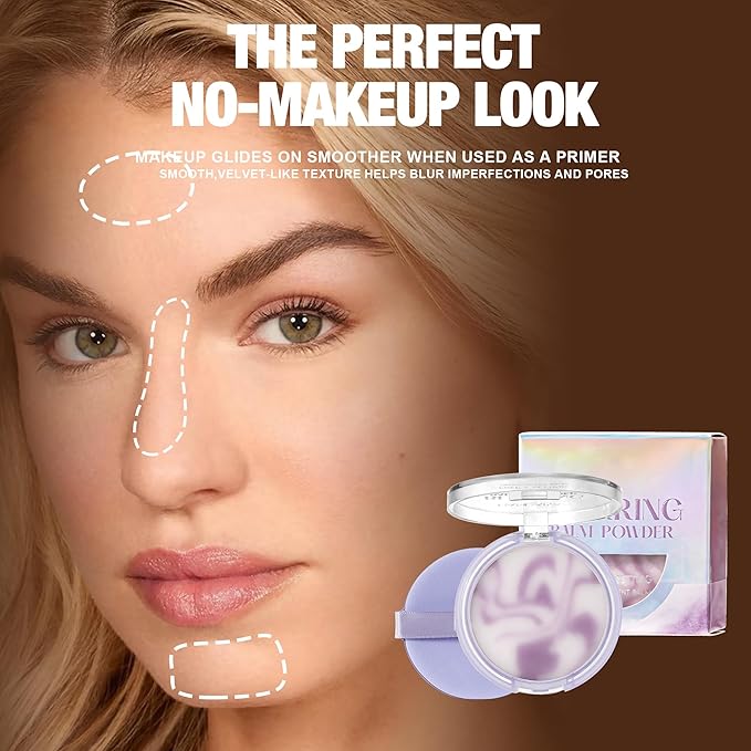 Blurring Balm Powder, Setting Translucent Foundation Primers, Oil Control Concealer Pressed Cream Waterproof Sweatproof Making Long Lasting Makeup Primer (#04 Charm, 0.16 oz)