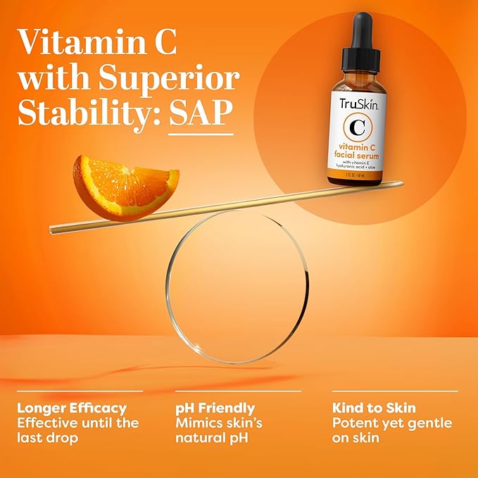 TruSkin Vitamin C Serum For Face β Anti Aging Face Serum with Vitamin C, Hyaluronic Acid, Vitamin E β Brightening Formula β Improve Appearance of Dark Spots, Tone, Fine Lines & Wrinkles, 2 Fl Oz