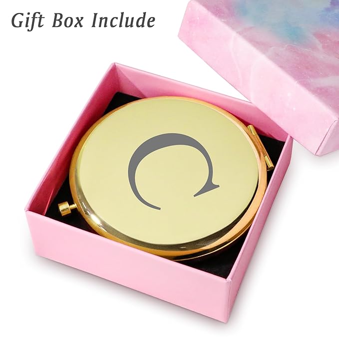 Personalized Gifts for Women Girls, Initial Compact Mirror, Unique Mothers Day Birthday Gifts for Friends Mom Wife Grandma Sister Daughter, 2025 Graduation Gifts for Her College Medical High School