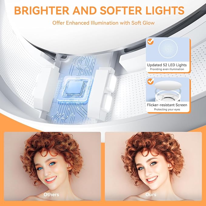 Lighted Makeup Mirror, 2500mAh Rechargeable Vanity Mirror with Lights, Double Sided 1X/10X Magnifying Mirror with 360° Rotation for Vanity Cosmetic, 10 Adjustable Brightness, Gift for Women